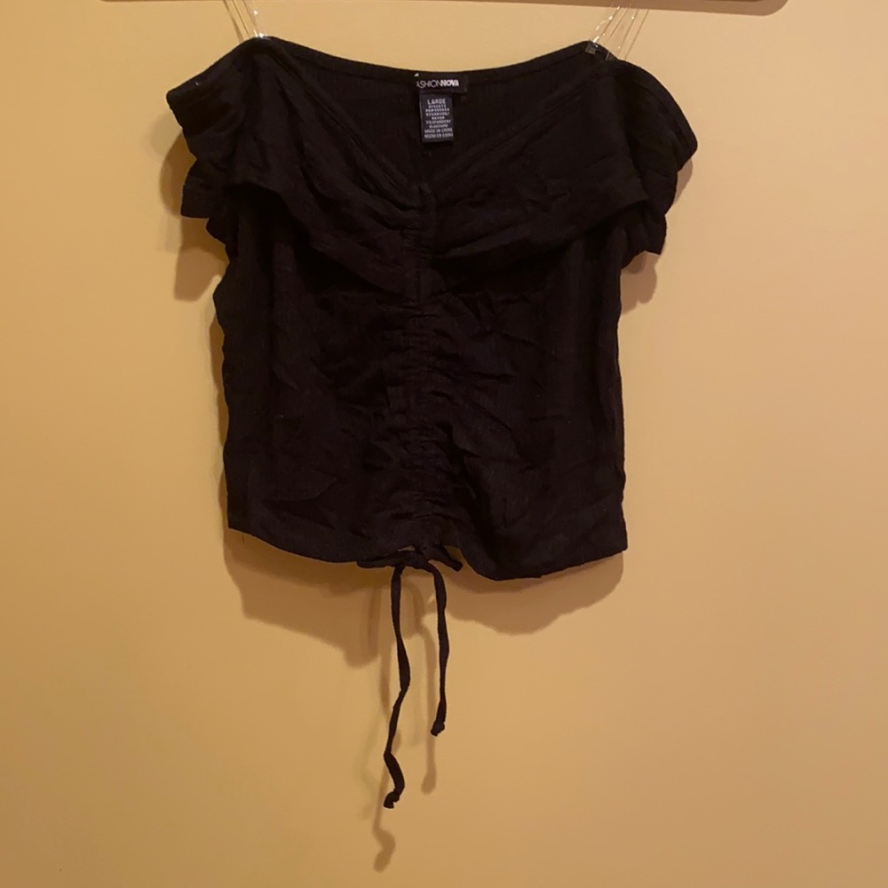 Black off the shoulder crop top